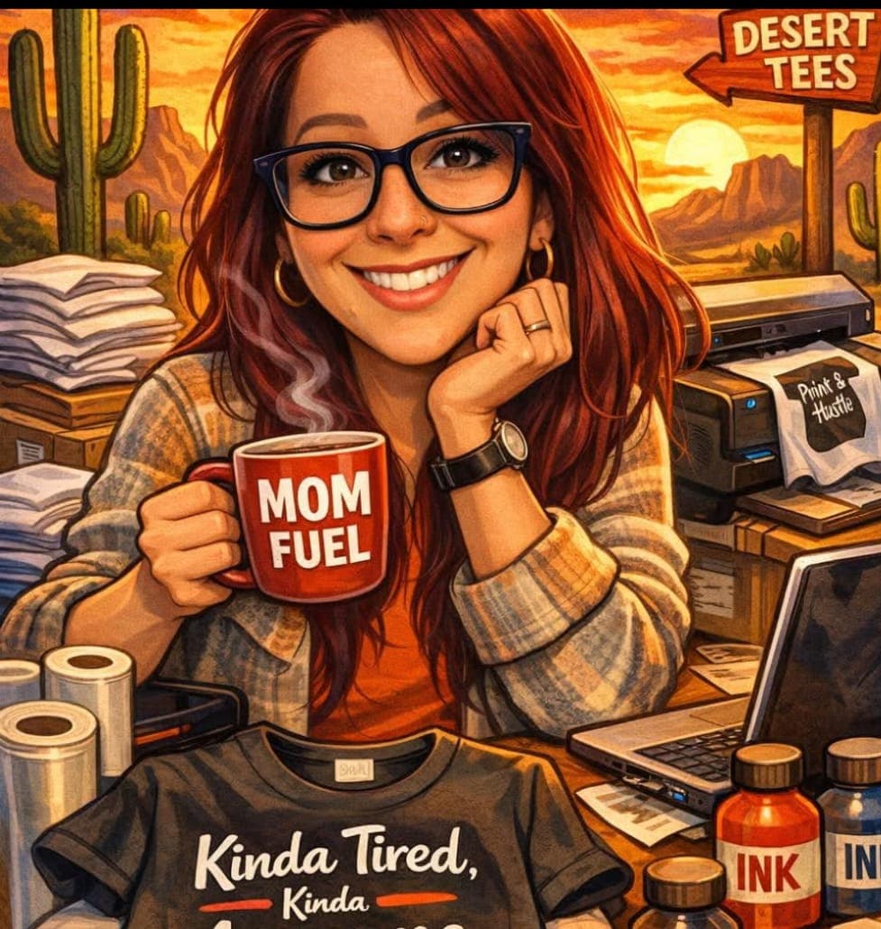 Michelle Jessen - Owner of TiredMomTees - Illustrated Portrait